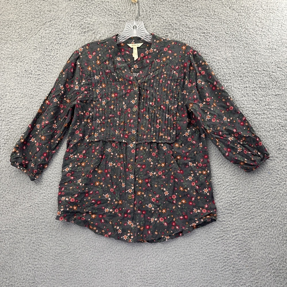 Matilda Jane Floral Button Up Shirt Blouse Pleated Cottagecore Boho‎ Women's XS